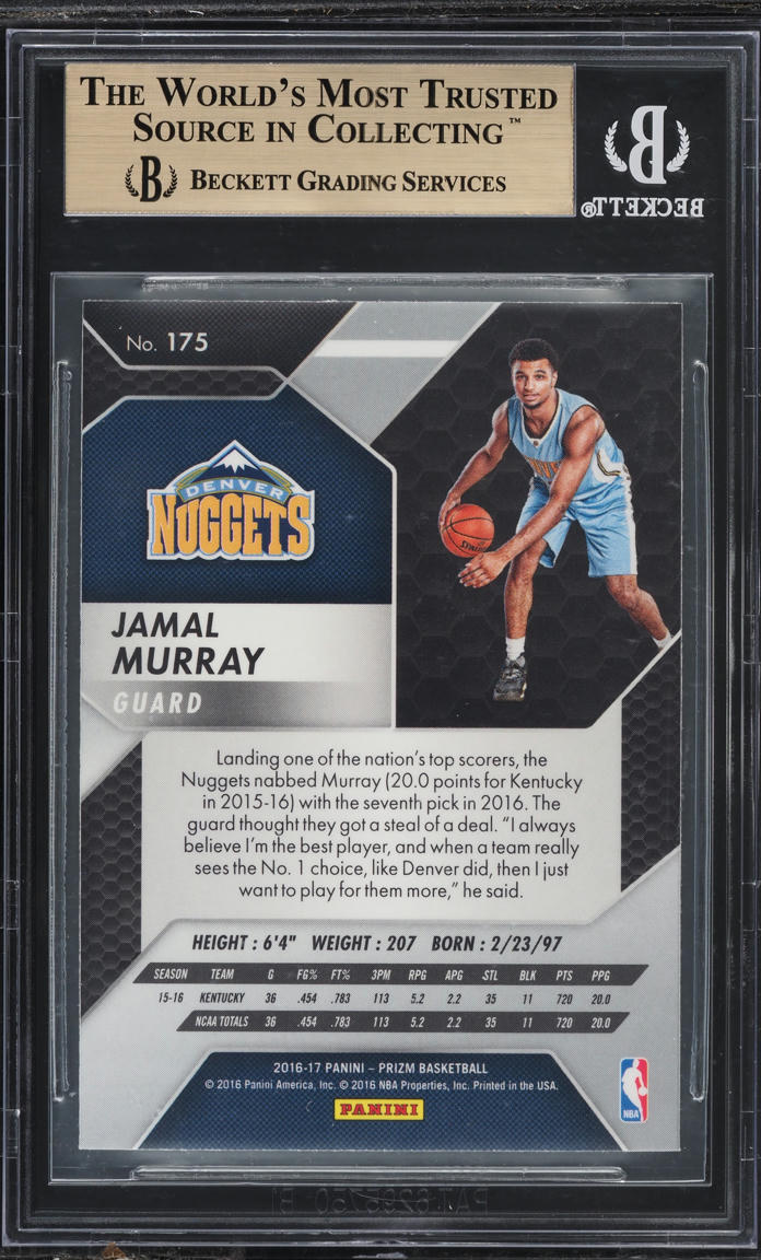 2016 Panini Prizm Jamal Murray ROOKIE #175 BGS 9.5 GEM MINT