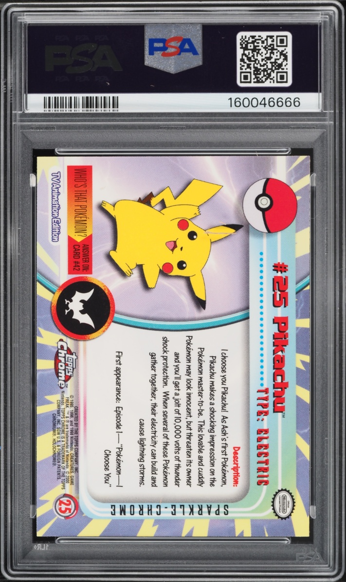 2000 Topps Chrome Pokemon Series 1 Sparkle Pikachu #25 PSA 9 MINT