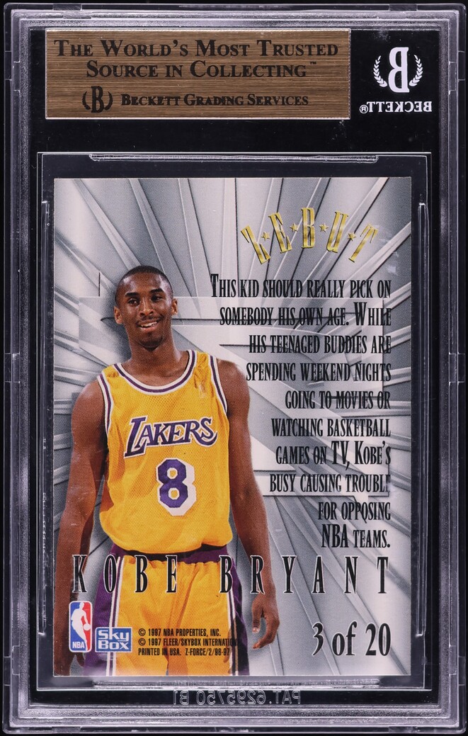 1996 Z-Force Z-Peat Zebut Kobe Bryant ROOKIE #3 BGS 9.5 GEM