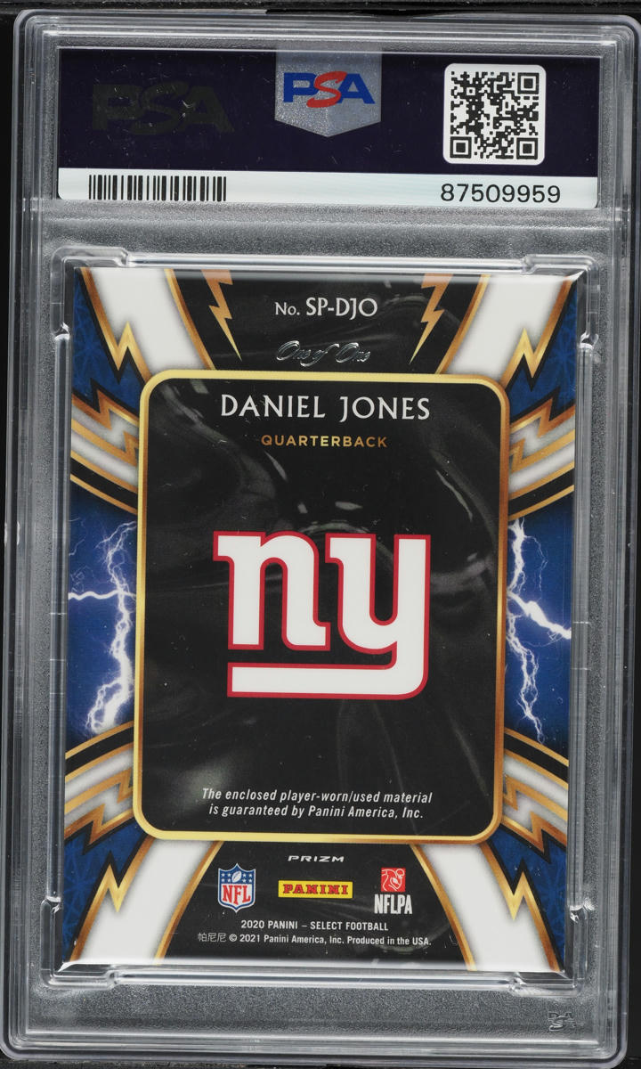 2020 Select Sparks Prizm Black NFL Shield Daniel Jones ROOKIE PATCH 1/1 #SPD-JO PSA 8 NM-MT