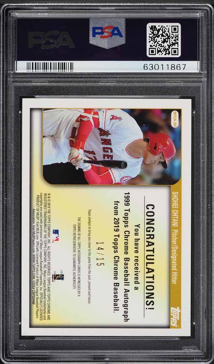 2019 Topps Chrome '99 Shohei Ohtani AUTO /15 #99TCA-SO PSA 9 MINT
