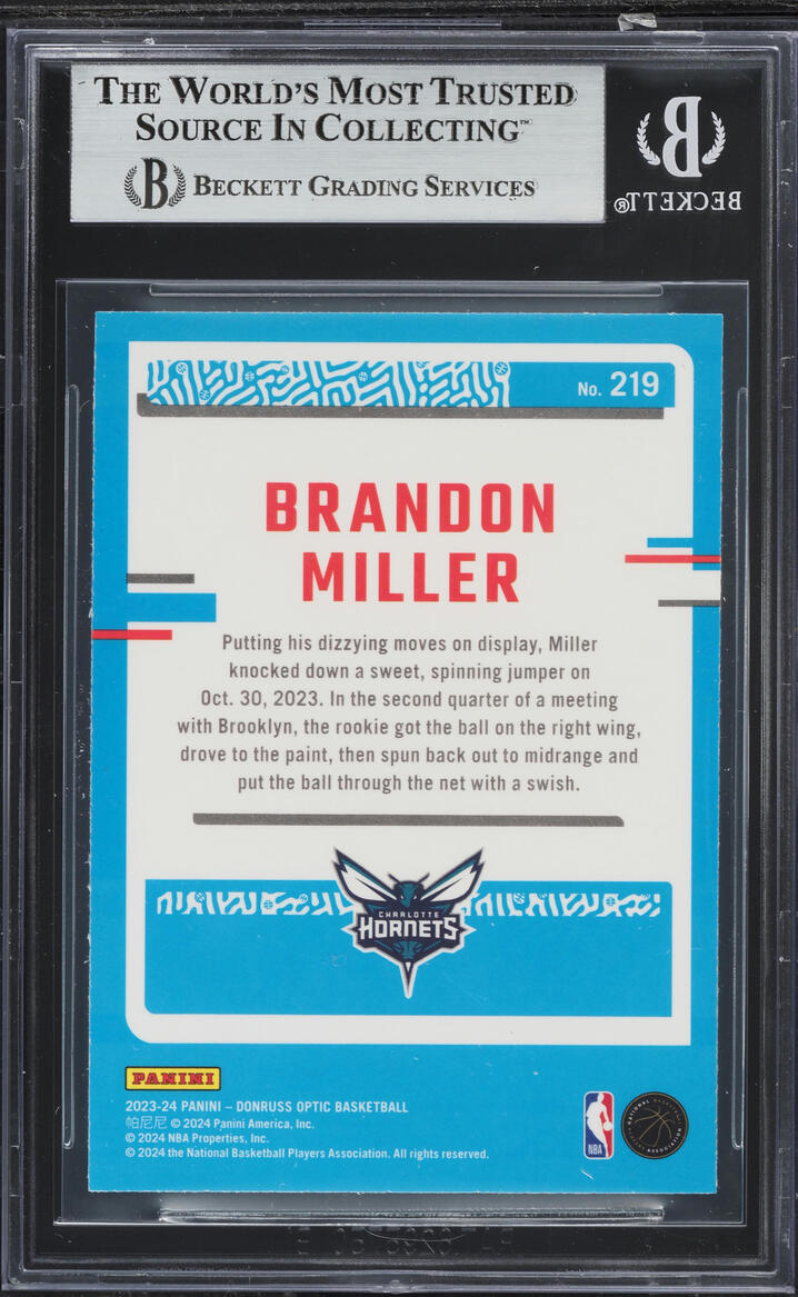 2023 Donruss Optic Brandon Miller ROOKIE #219 BGS 9 MINT