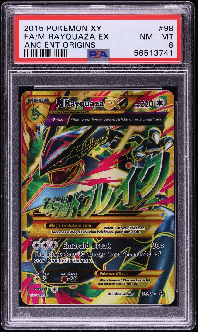 2015 Pokemon XY Ancient Origins Full Art M Rayquaza EX #98 PSA 8 NM-MT