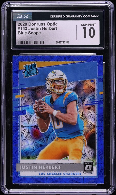 2020 Donruss Optic Blue Scope Justin Herbert ROOKIE #153 CGC 10 GEM MINT