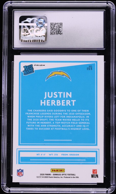 2020 Donruss Optic Blue Scope Justin Herbert ROOKIE #153 CGC 10 GEM MINT