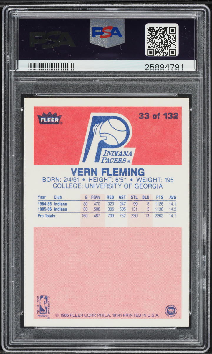 1986 Fleer Basketball Vern Fleming ROOKIE #33 PSA 10 GEM MINT