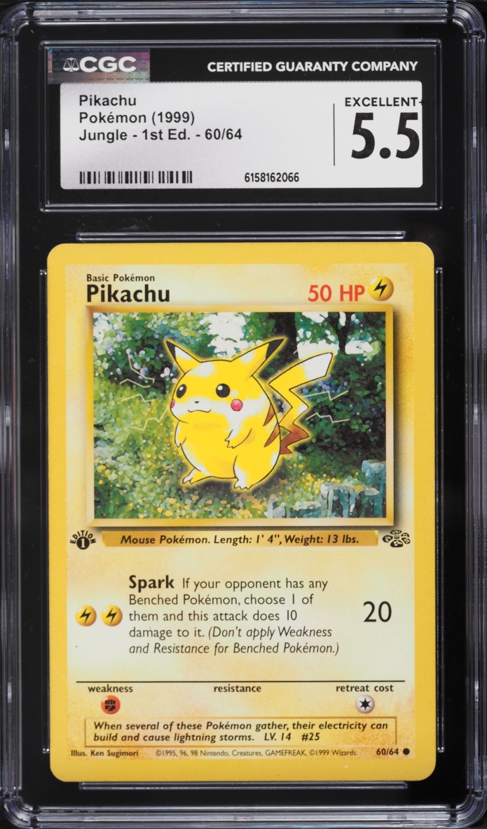1999 Pokemon Jungle 1st Edition Pikachu #60 CGC 5.5 EX+