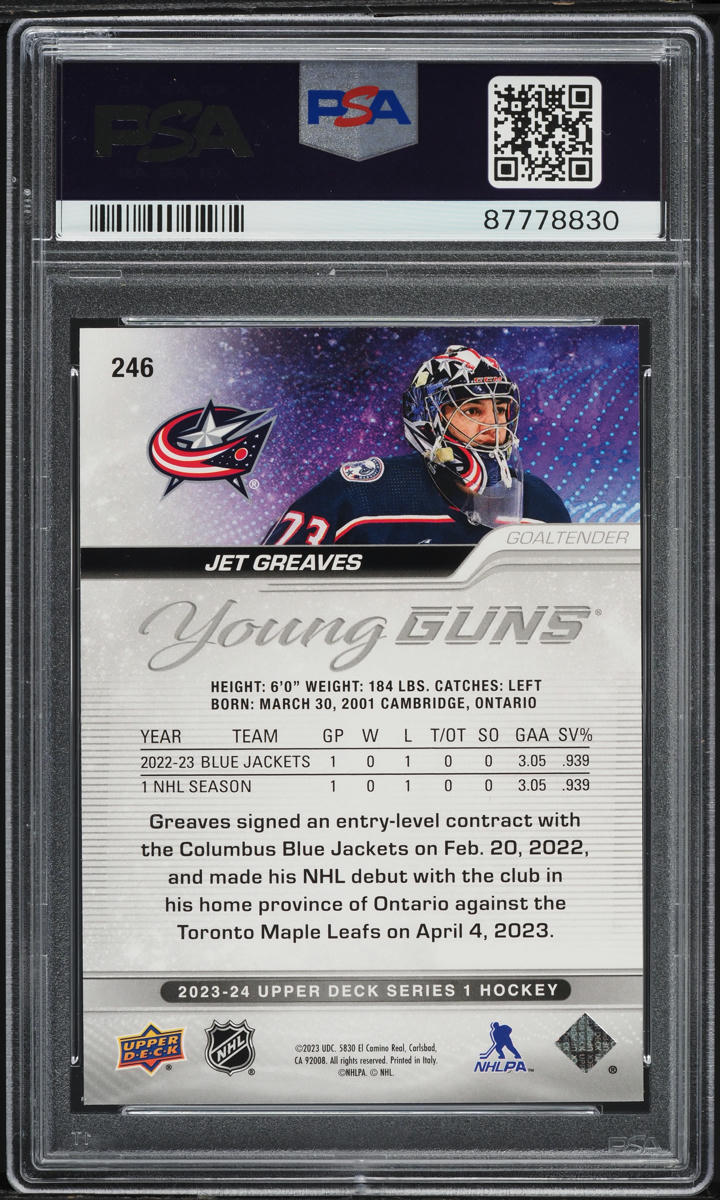 2023 Upper Deck Young Guns Jet Greaves ROOKIE #246 PSA 10 GEM MINT