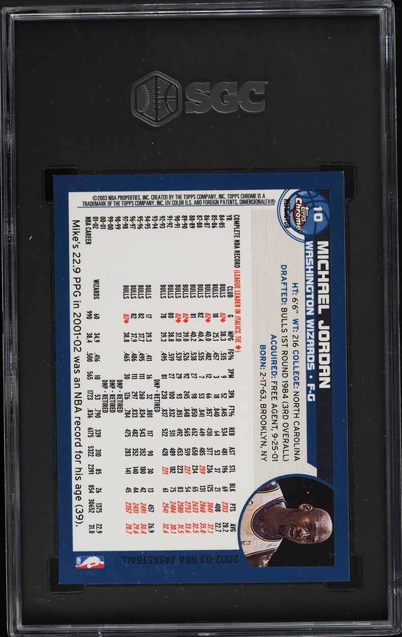 2002 Topps Chrome Refractor Michael Jordan #10 SGC 8.5 NM-MT+