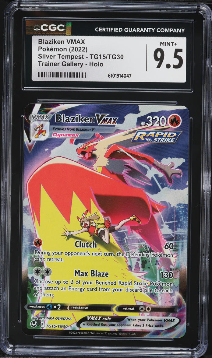 2022 Pokemon Sword & Shield Silver Tempest CHR Blaziken VMAX #TG15 CGC 9.5 MINT+