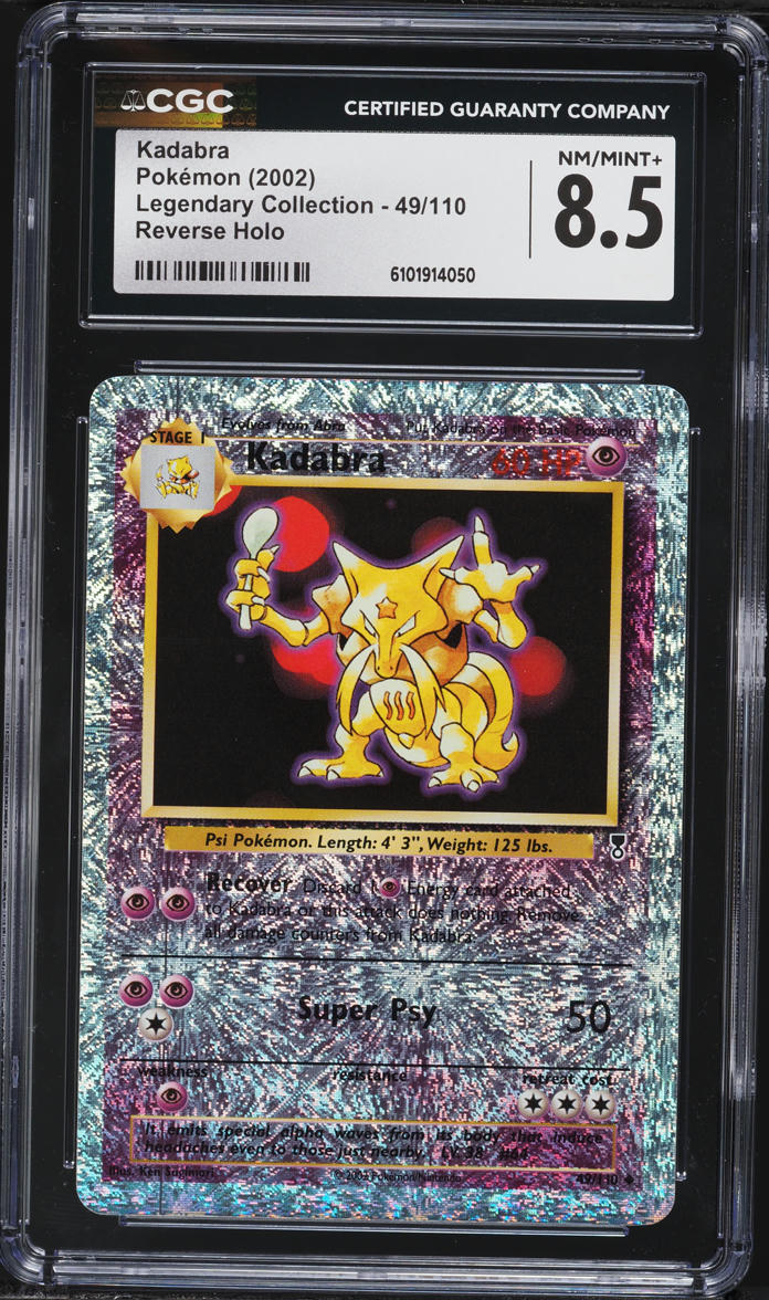 2002 Pokemon Legendary Collection Reverse Holo Kadabra #49 CGC 8.5 NM-MT+