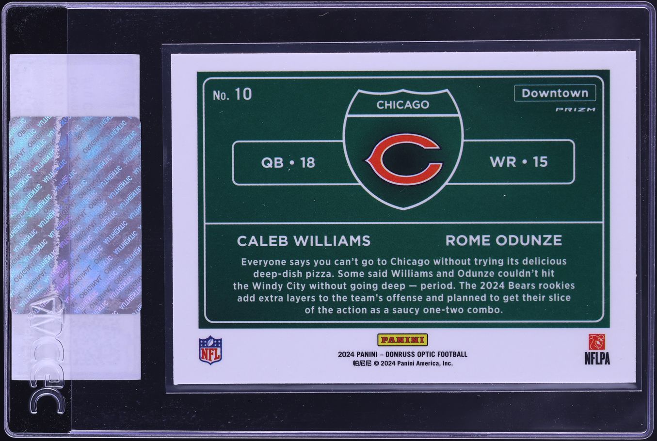 2024 Donruss Optic Downtown Duos Caleb Williams Rome Odunze ROOKIE #10 CGC AUTH