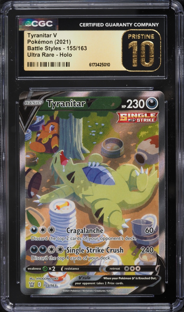 2021 Pokemon Sword & Shield Battle Styles Full Art Tyranitar V #155 CGC 10 PRISTINE