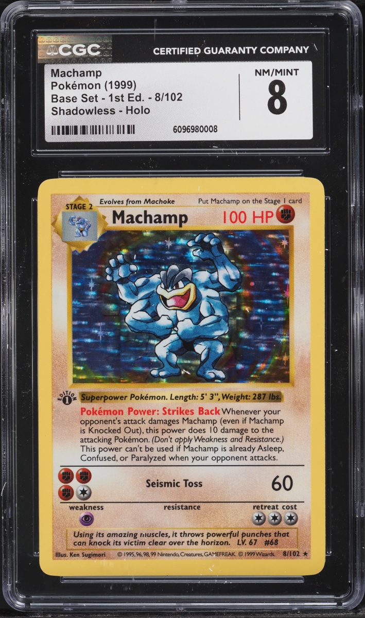 1999 Pokemon Base Set Shadowless 1st Edition Holo Machamp #8 CGC 8 NM-MT