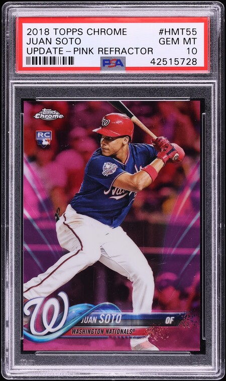 2018 Topps Chrome Update Pink Refractor Juan Soto ROOKIE #HMT55 PSA 10 GEM MINT