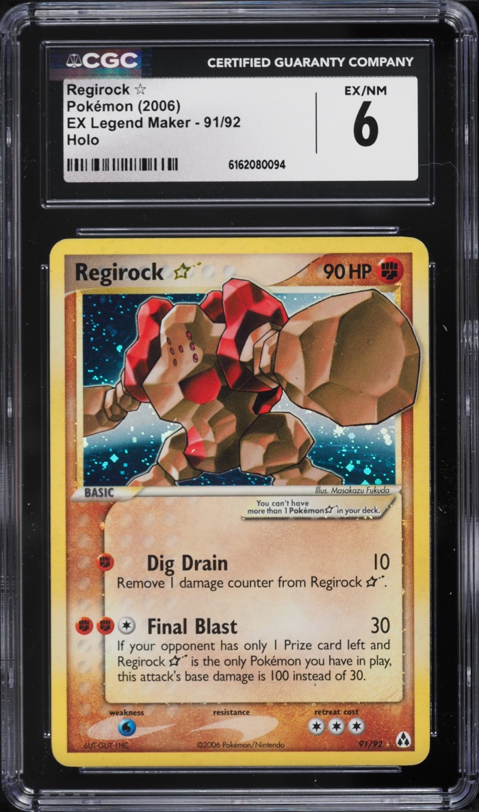 2006 Pokemon EX Legend Maker Holo Regirock Gold Star #91 CGC 6 EXMT