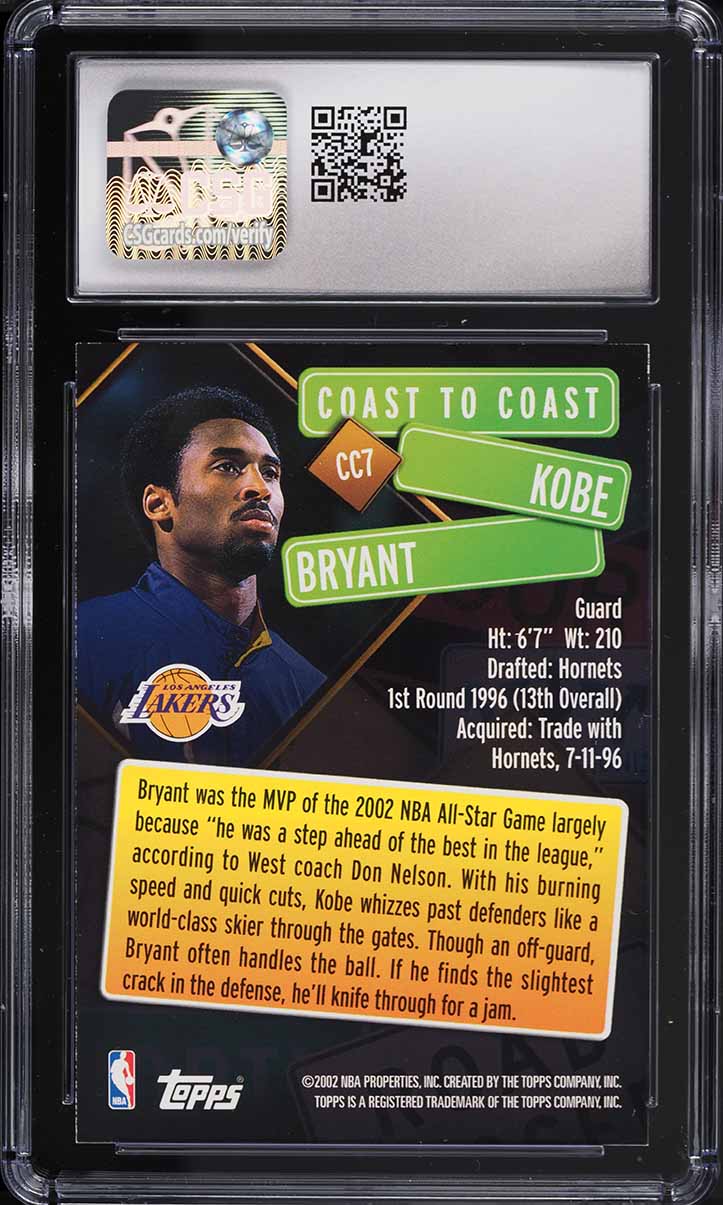 2002 Topps Coast To Coast Kobe Bryant #CC7 CSG 10 GEM MINT