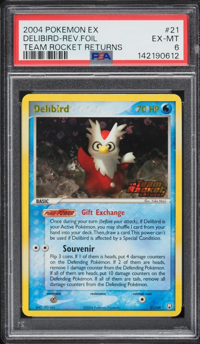 2004 Pokemon EX Team Rocket Returns Reverse Holo Delibird #21 PSA 6 EXMT
