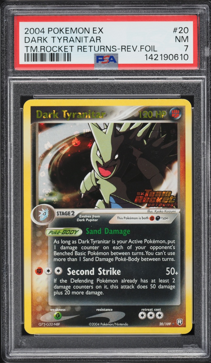 2004 Pokemon EX Team Rocket Returns Reverse Holo Dark Tyranitar #20 PSA 7 NRMT