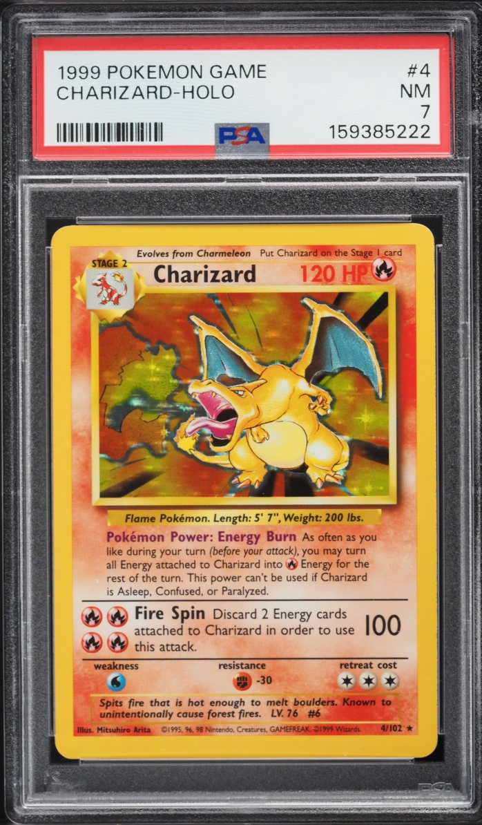 1999 Pokemon Base Set Holo Charizard #4 PSA 7 NRMT