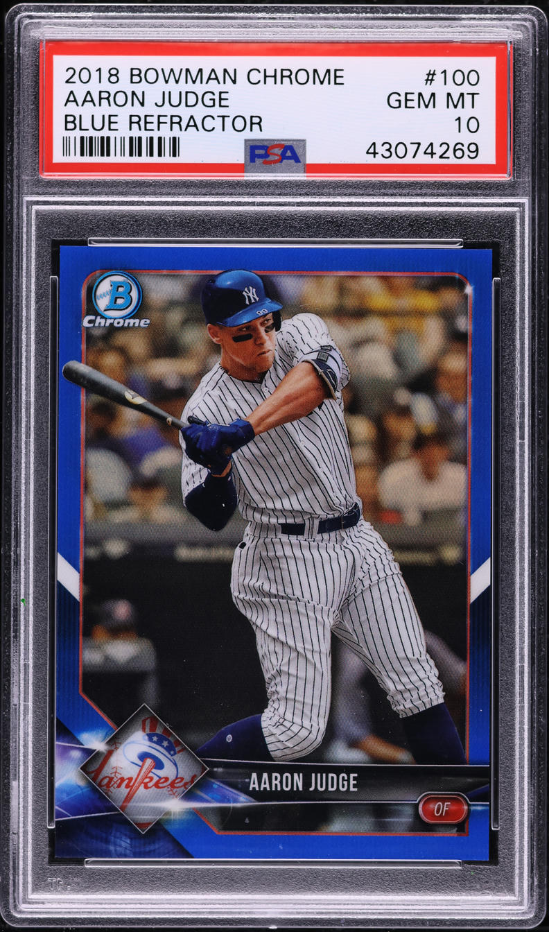 2018 Bowman Chrome Blue Refractor Aaron Judge /150 #100 PSA 10 GEM MINT