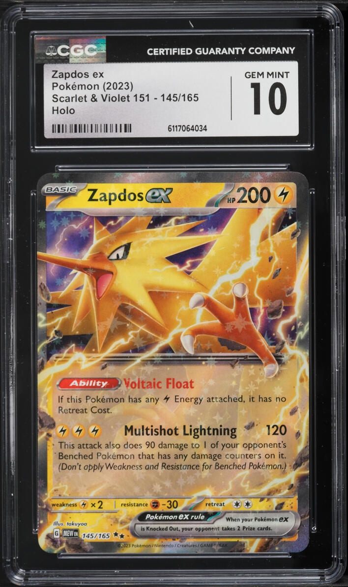 2023 Pokemon Scarlet & Violet 151 Holo Zapdos EX #145 CGC 10 GEM MINT