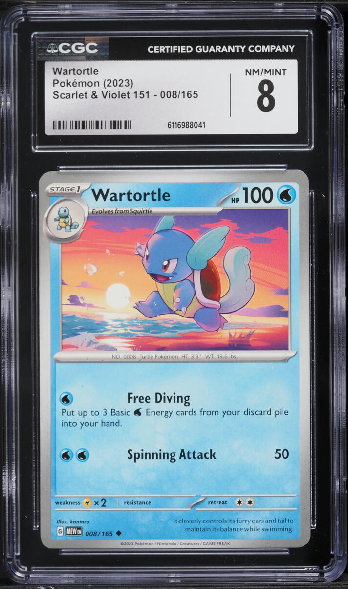 2023 Pokemon Scarlet & Violet 151 Wartortle #008 CGC 8 NM-MT