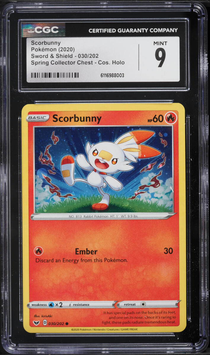2020 Pokemon Sword & Shield Spring Collector Chest Holo Scorbunny #030 CGC 9 MINT
