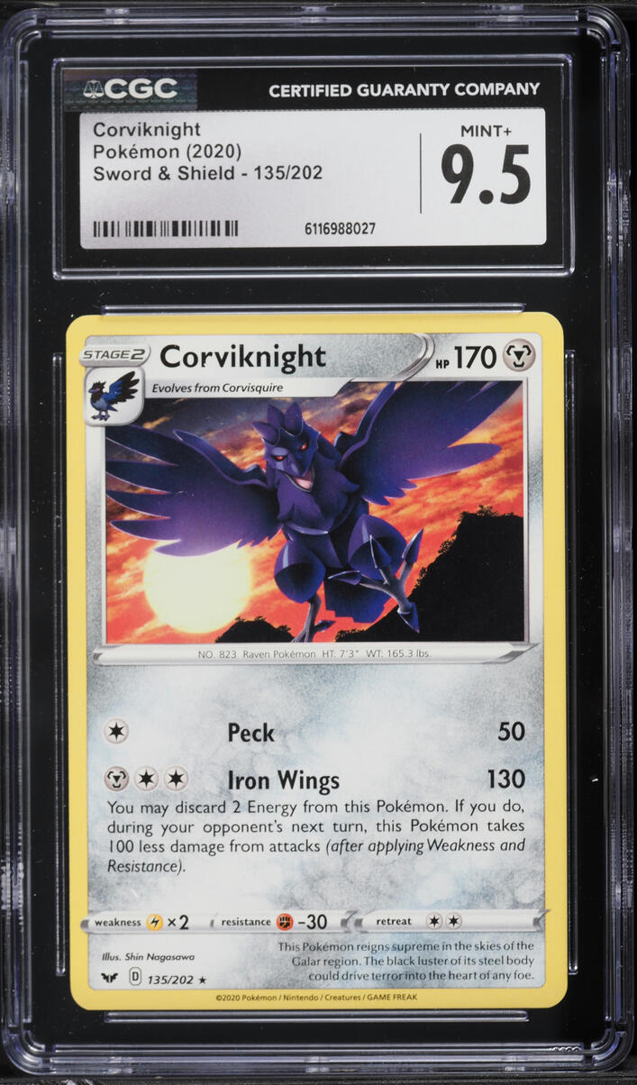 2020 Pokemon Sword & Shield Corviknight #135 CGC 9.5 MINT+