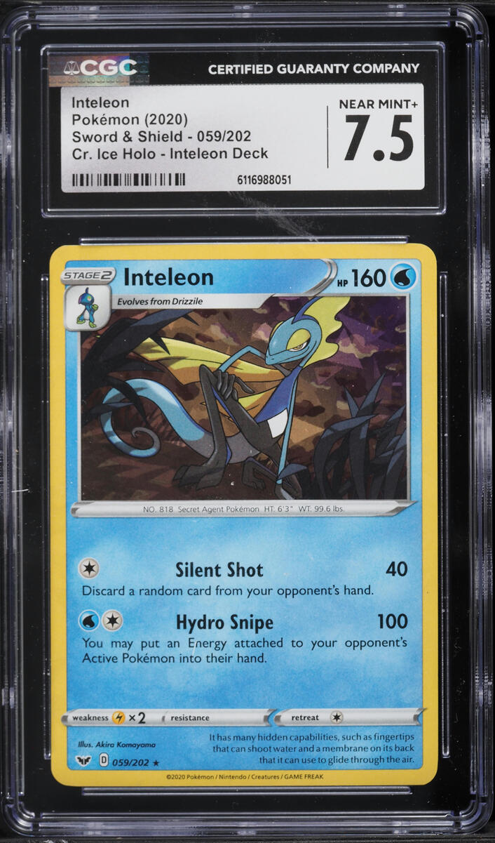 2020 Pokemon Sword & Shield Cracked Ice Deck Holo Inteleon #059 CGC 7.5 NRMT+