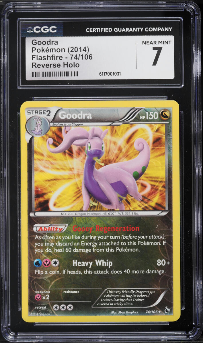 2014 Pokemon Flashfire Reverse Holo Goodra #74 CGC 7 NRMT