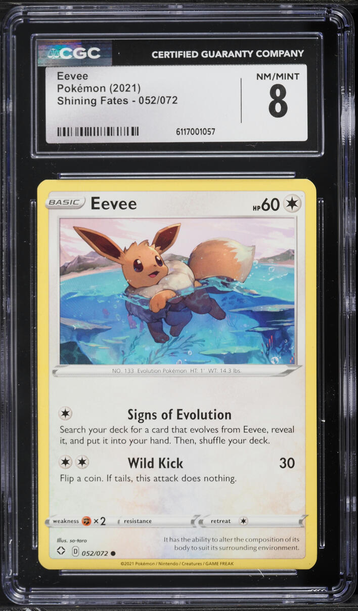 2021 Pokemon Sword & Shield Shining Fates Eevee #52 CGC 8 NM-MT