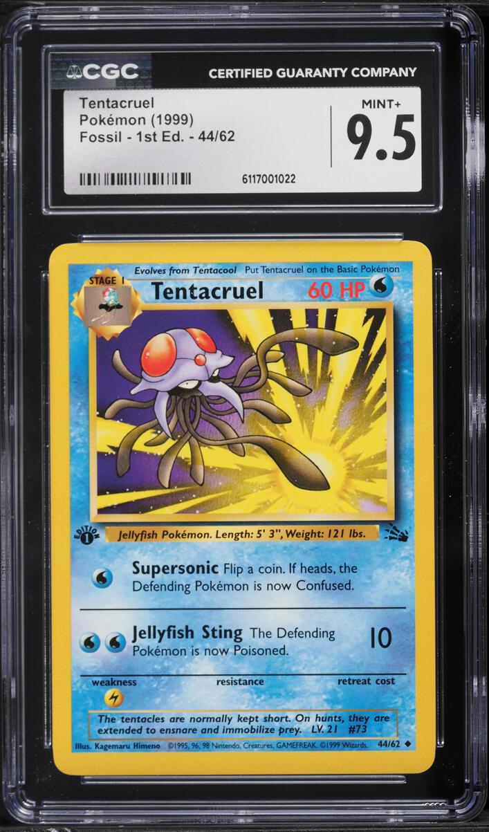 1999 Pokemon Fossil 1st Edition Tentacruel #44 CGC 9.5 MINT+
