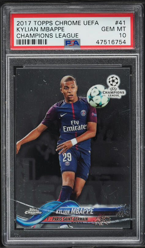 2017 Topps Chrome UEFA Kylian Mbappe ROOKIE #41 PSA 10 GEM MINT on