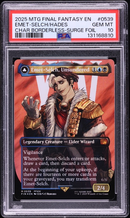 2025 Magic The Gathering MTG Final Fantasy Borderless Surge Foil Emet-Selch Hades #0539 PSA 10