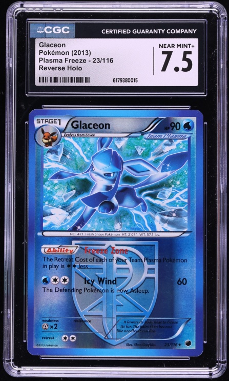 2013 Pokemon Black & White Plasma Freeze Reverse Holo Glaceon #23 CGC 7.5 NRMT+