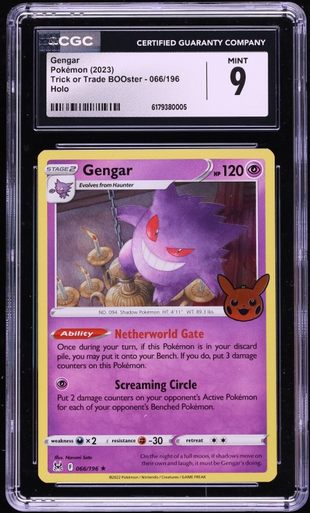 2023 Pokemon Sword & Shield Lost Origin Trick Or Trade Holo Gengar #66 CGC 9 MINT