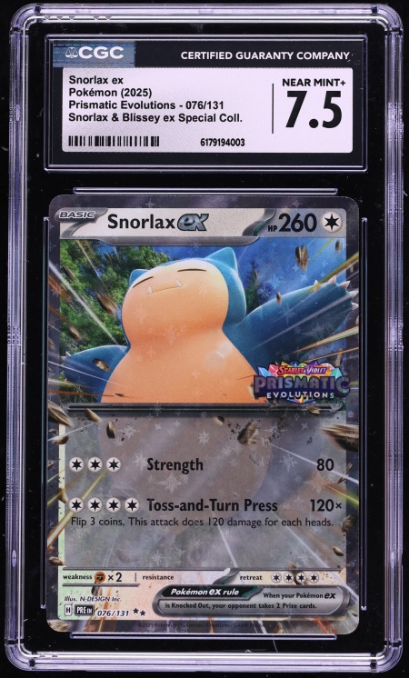 2025 Pokemon Scarlet & Violet Prismatic Evolutions Blissey Special Holo Snorlax ex #76 CGC 7.5