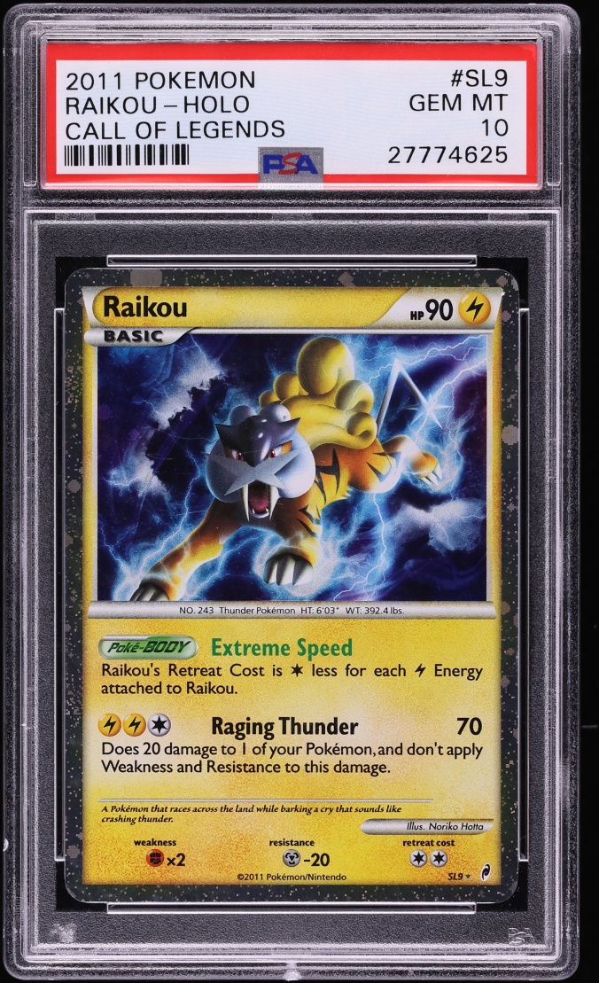 2011 Pokemon Call Of Legends Holo Raikou #SL9 PSA 10 GEM MINT