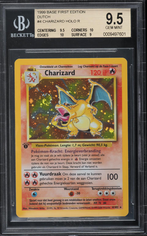 1999 Pokemon Base Set Shadowless 1st Edition Holo Charizard