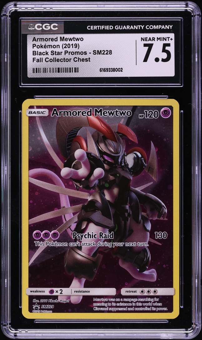 2019 Pokemon Sun & Moon Promo Fall Collector Chest Full Art Armored Mewtwo #SM228 CGC 7.5 NRMT+