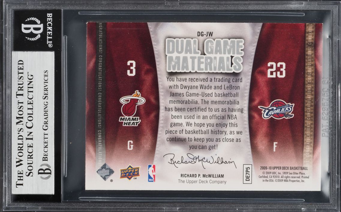 2009 Upper Deck Game Dwyane Wade LeBron James PATCH #DGJW BGS 7 NRMT