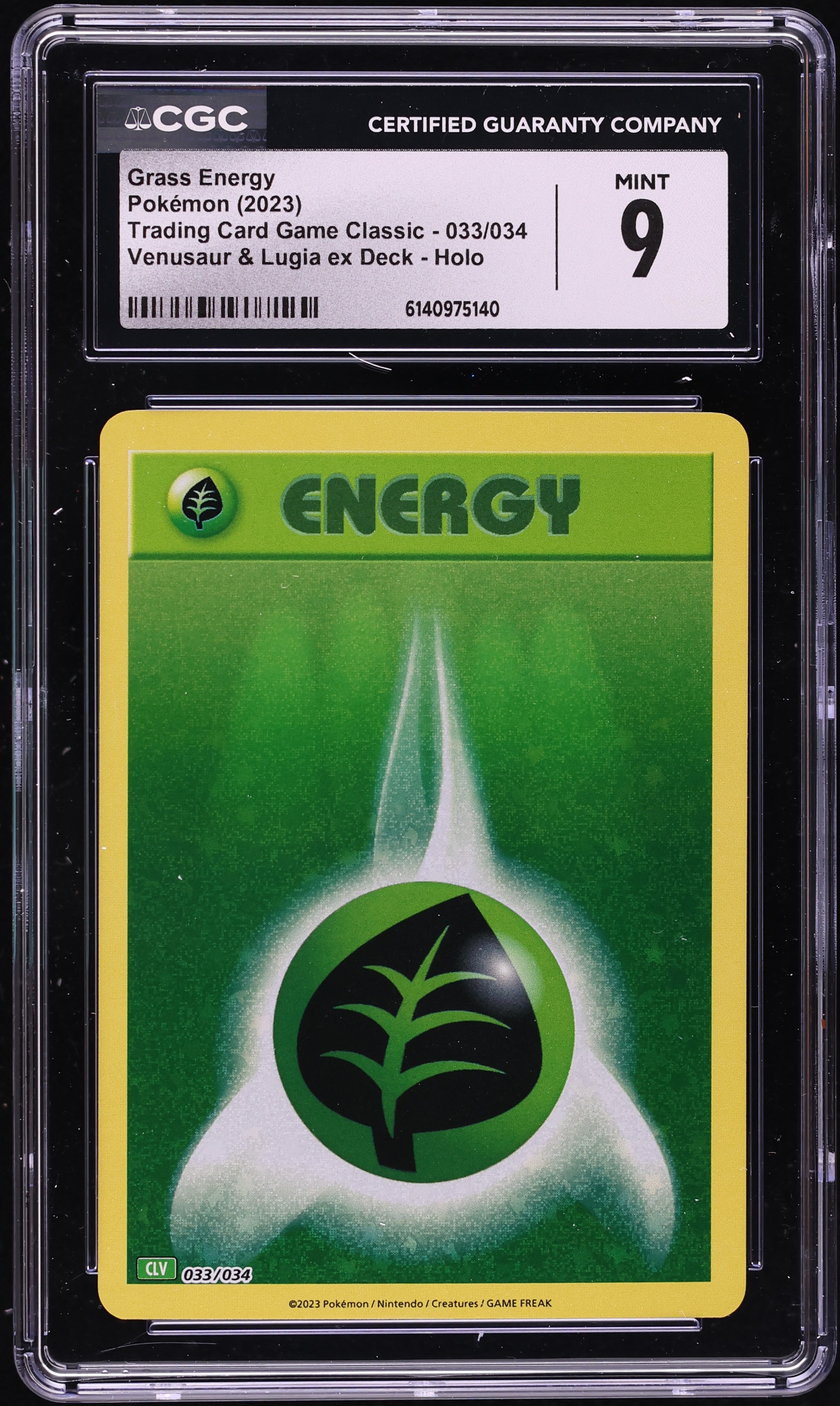 2023 Pokemon TCG Classic Venusaur & Lugia ex Deck Holo Grass Energy #033 CGC 9 MINT