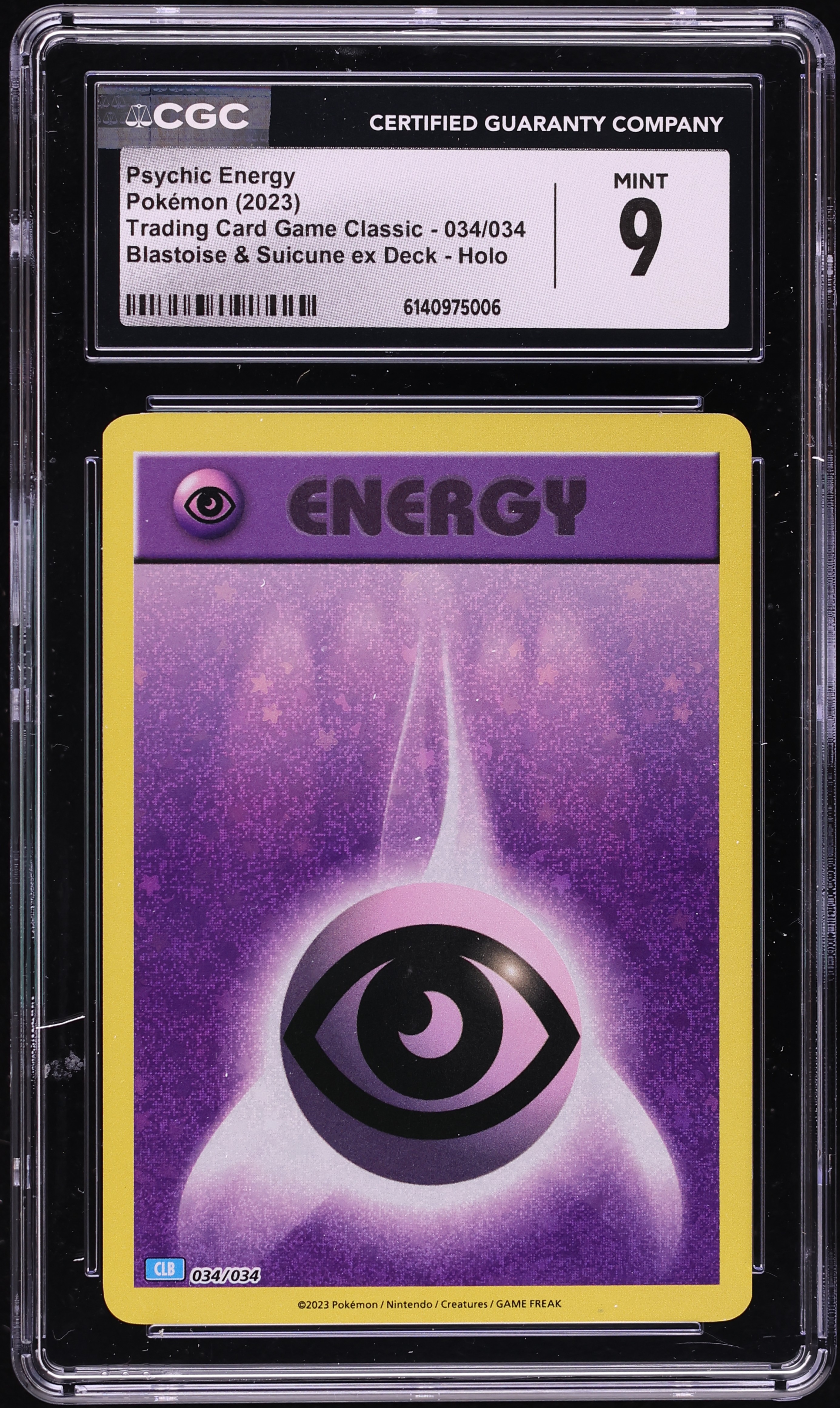 2023 Pokemon TCG Classic Blastoise & Suicune ex Deck Holo Psychic Energy #034 CGC 9 MINT