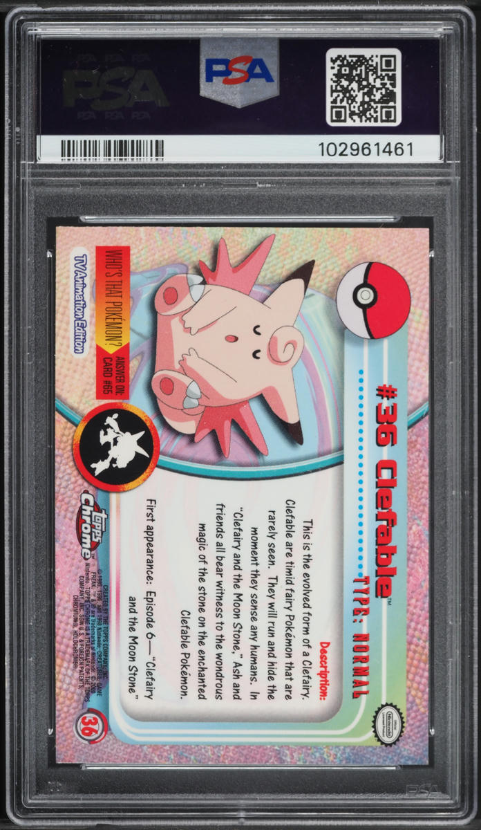 2000 Topps Chrome Pokemon Series 1 Clefable #36 PSA 10 GEM MINT