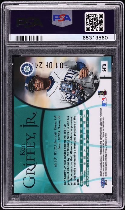 1999 Fleer Brilliants 24kt Gold Ken Griffey Jr. 1/24 #24TG PSA 8 NM-MT
