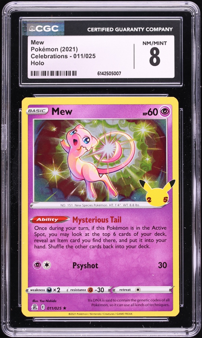 2021 Pokemon Sword & Shield Celebrations Holo Mew #11 CGC 8 NM-MT