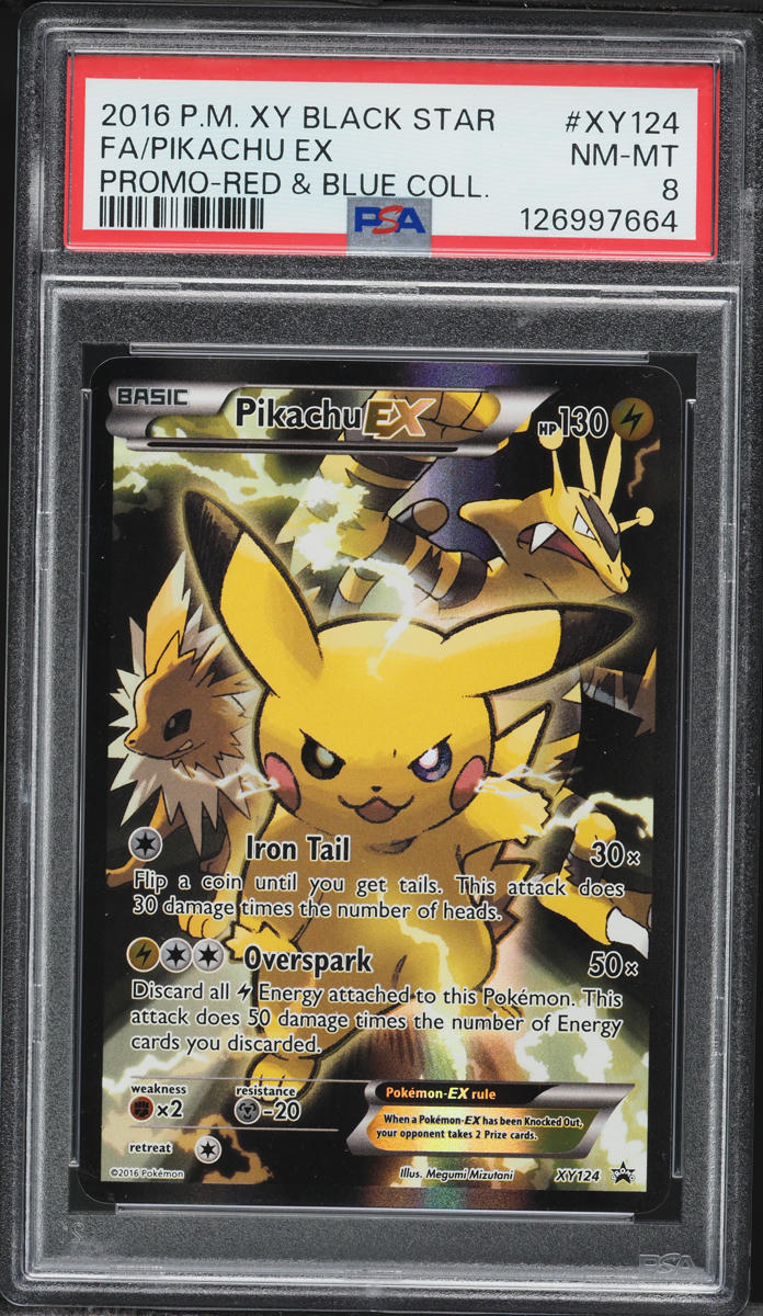 2016 Pokemon XY Promo Red & Blue Collection Full Art Pikachu EX #XY124 PSA 8 NM-MT