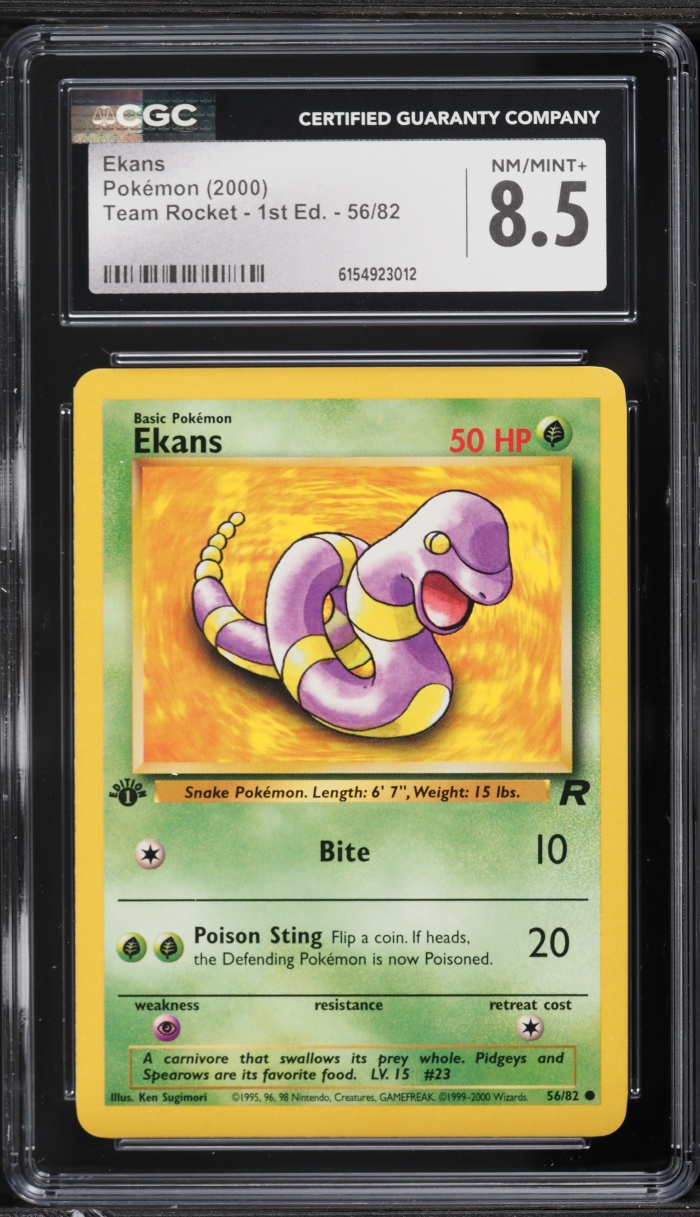 2000 Pokemon Team Rocket 1st Edition Ekans #56 CGC 8.5 NM-MT+