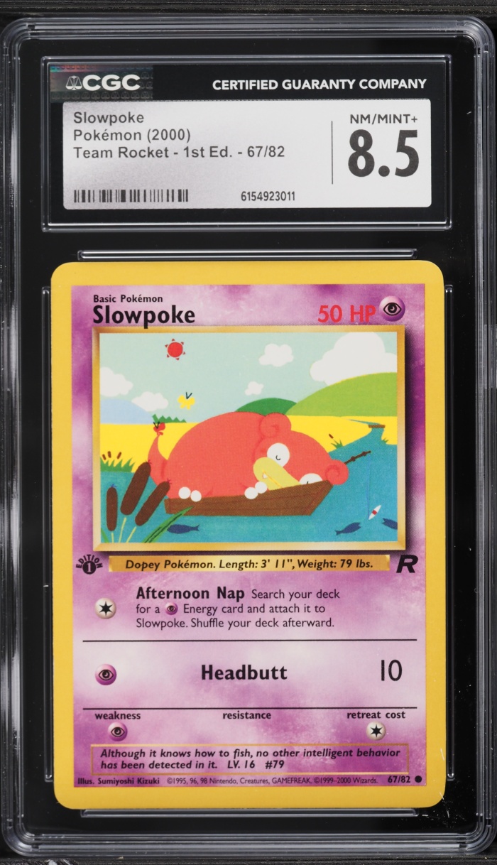 2000 Pokemon Team Rocket 1st Edition Slowpoke #67 CGC 8.5 NM-MT+